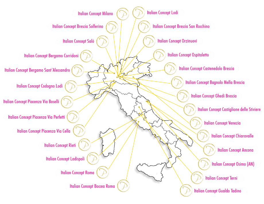 Saloni Italian Concept Franchising. Mappa delle nostre sedi Saloni Italian Concept Franchising